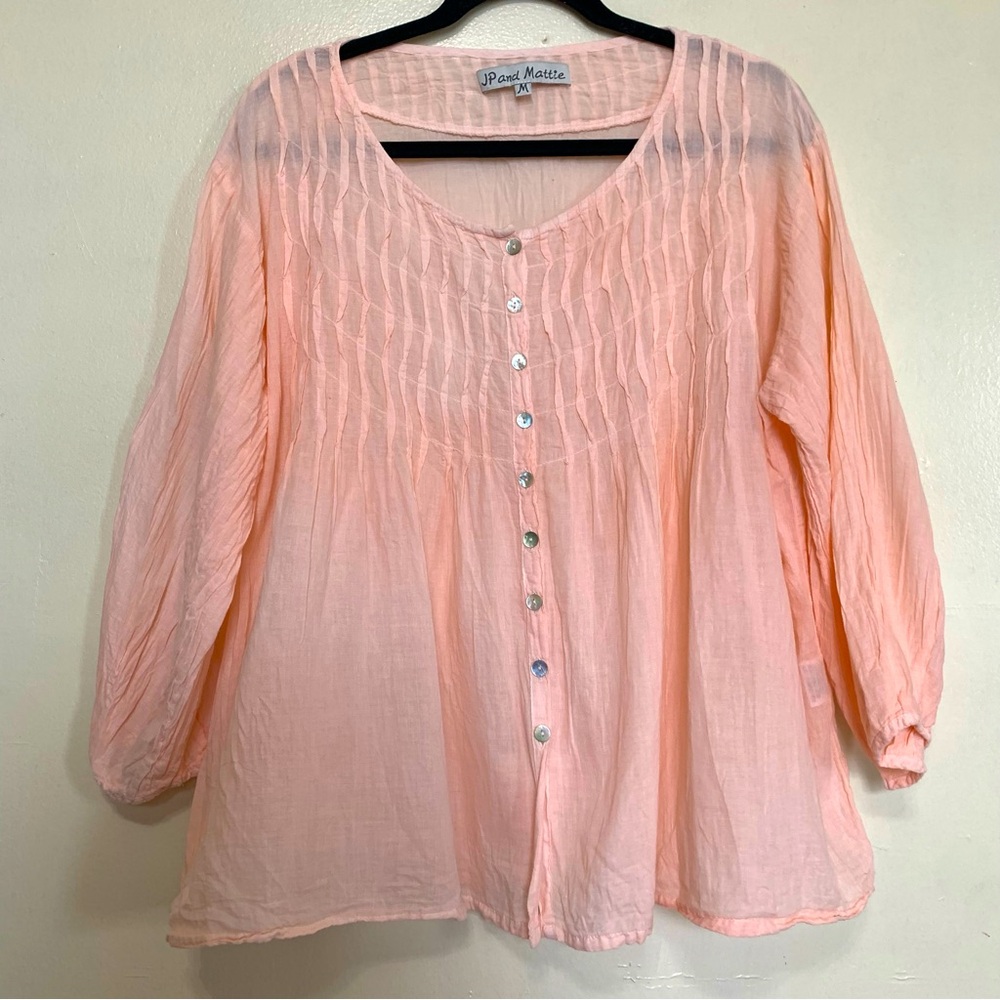 Jp And Mattie Button Down Linen Top Size M - image 1